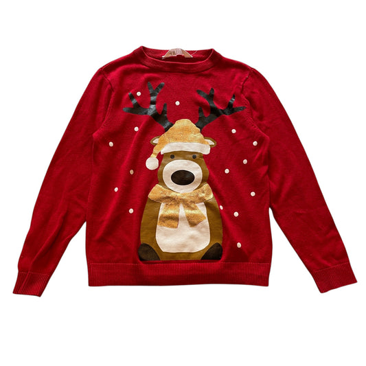 H&M 7-8 years red reindeer Christmas jumper cotton