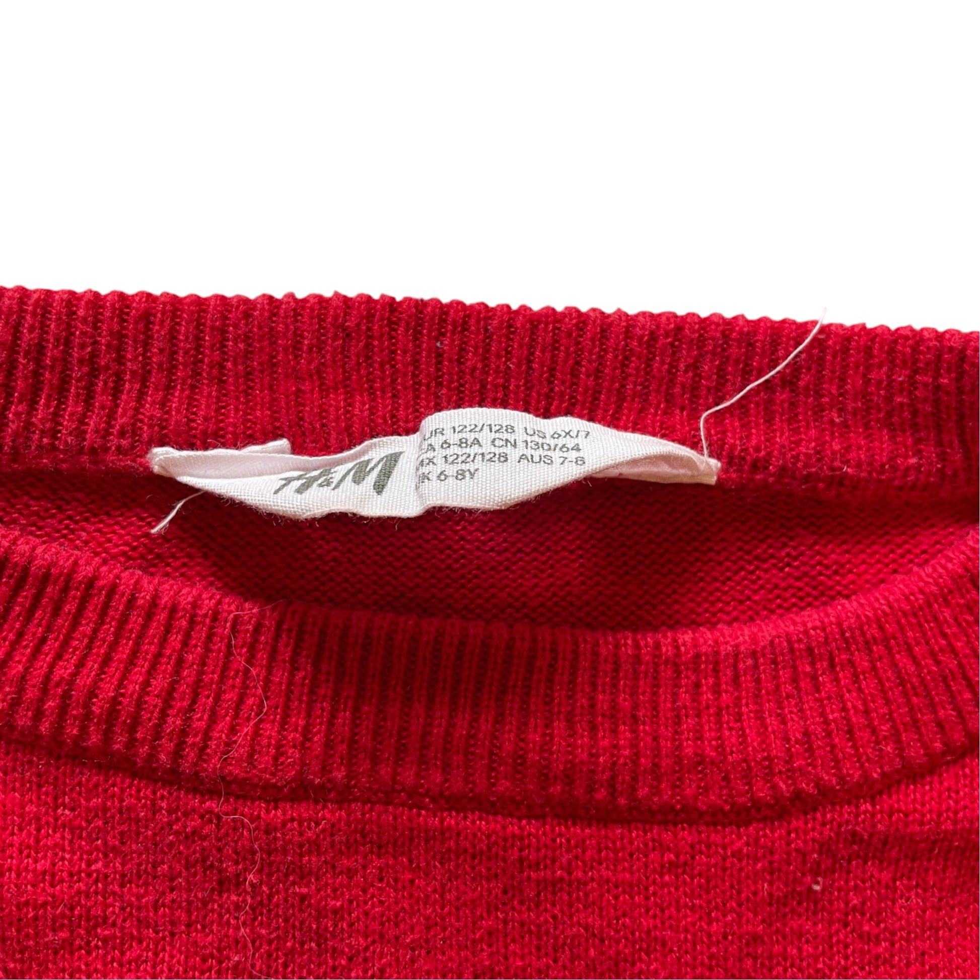 H&M 7-8 years red reindeer Christmas jumper cotton