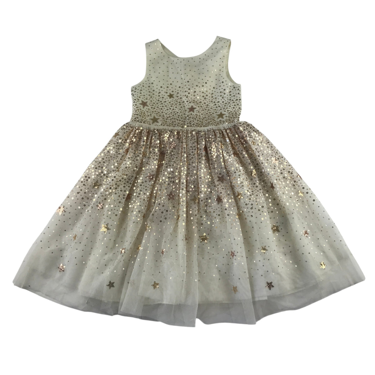 H&M 7-8 years white dress golden sequins and stars