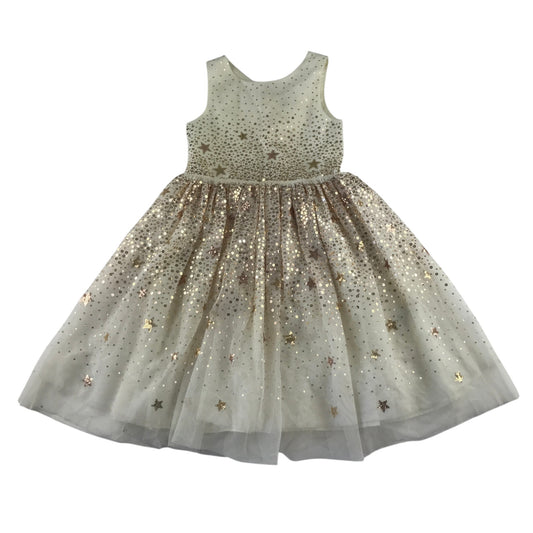 H&M 7-8 years white dress golden sequins and stars