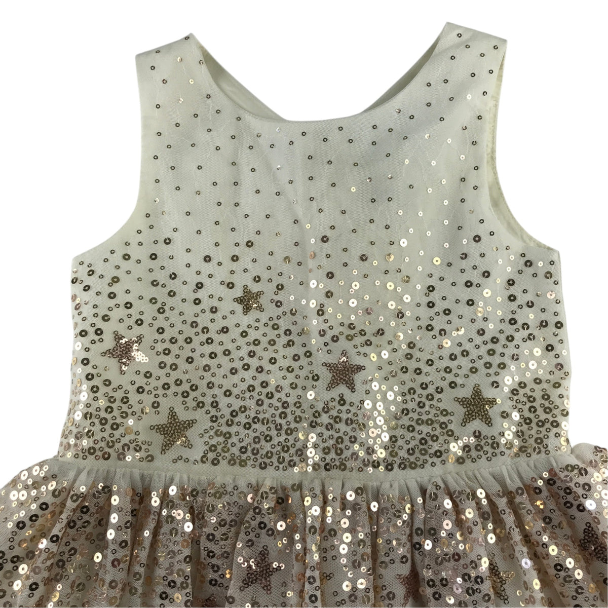 H&M 7-8 years white dress golden sequins and stars