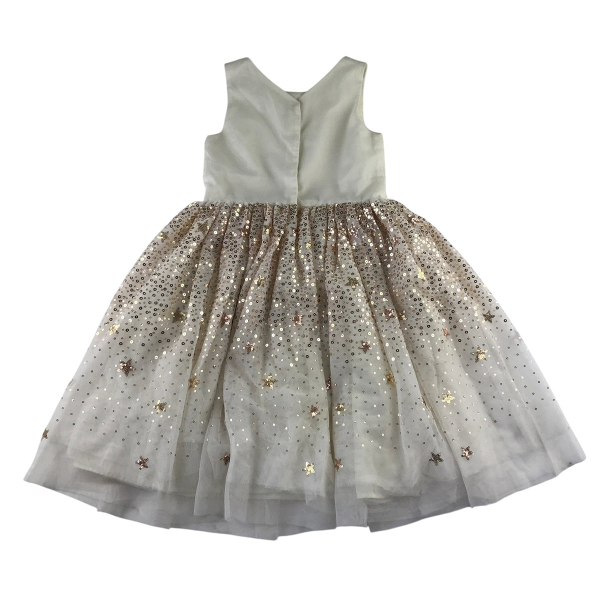 H&M 7-8 years white dress golden sequins and stars