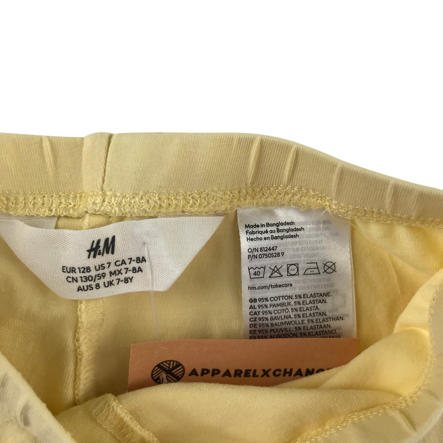 H&M 7-8 years yellow leggings cotton elastane