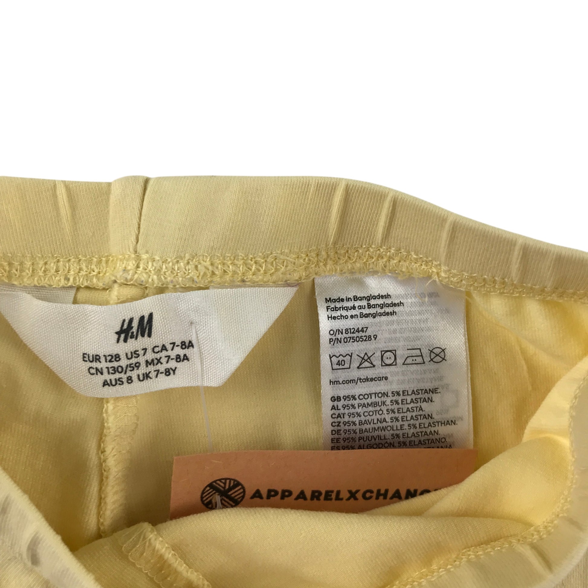 H&M 7-8 years yellow leggings cotton elastane