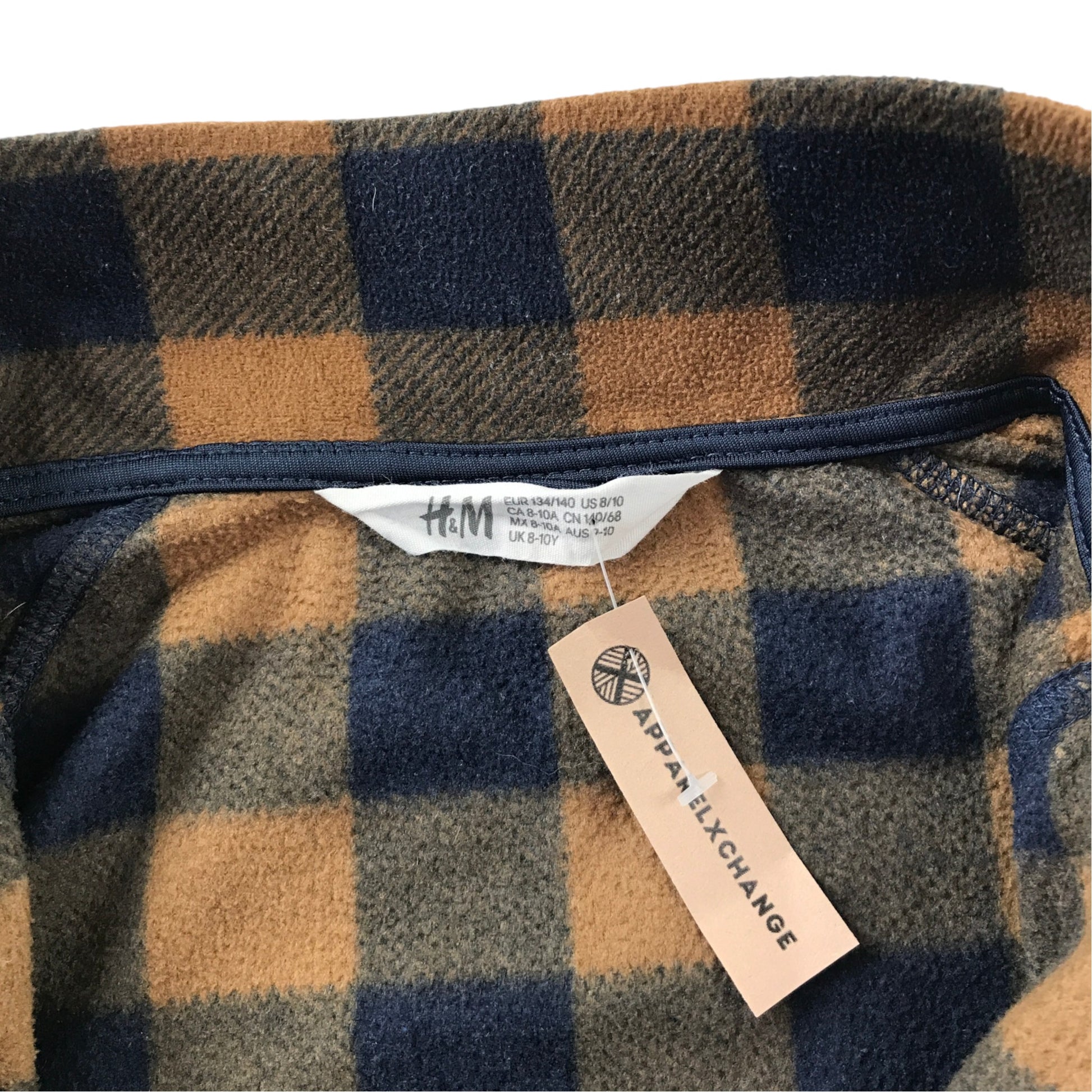 H&M 8-10 years brown and navy checked fleece