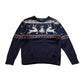 H&M 8-10 years navy blue reindeer Christmas jumper cotton polyamide wool