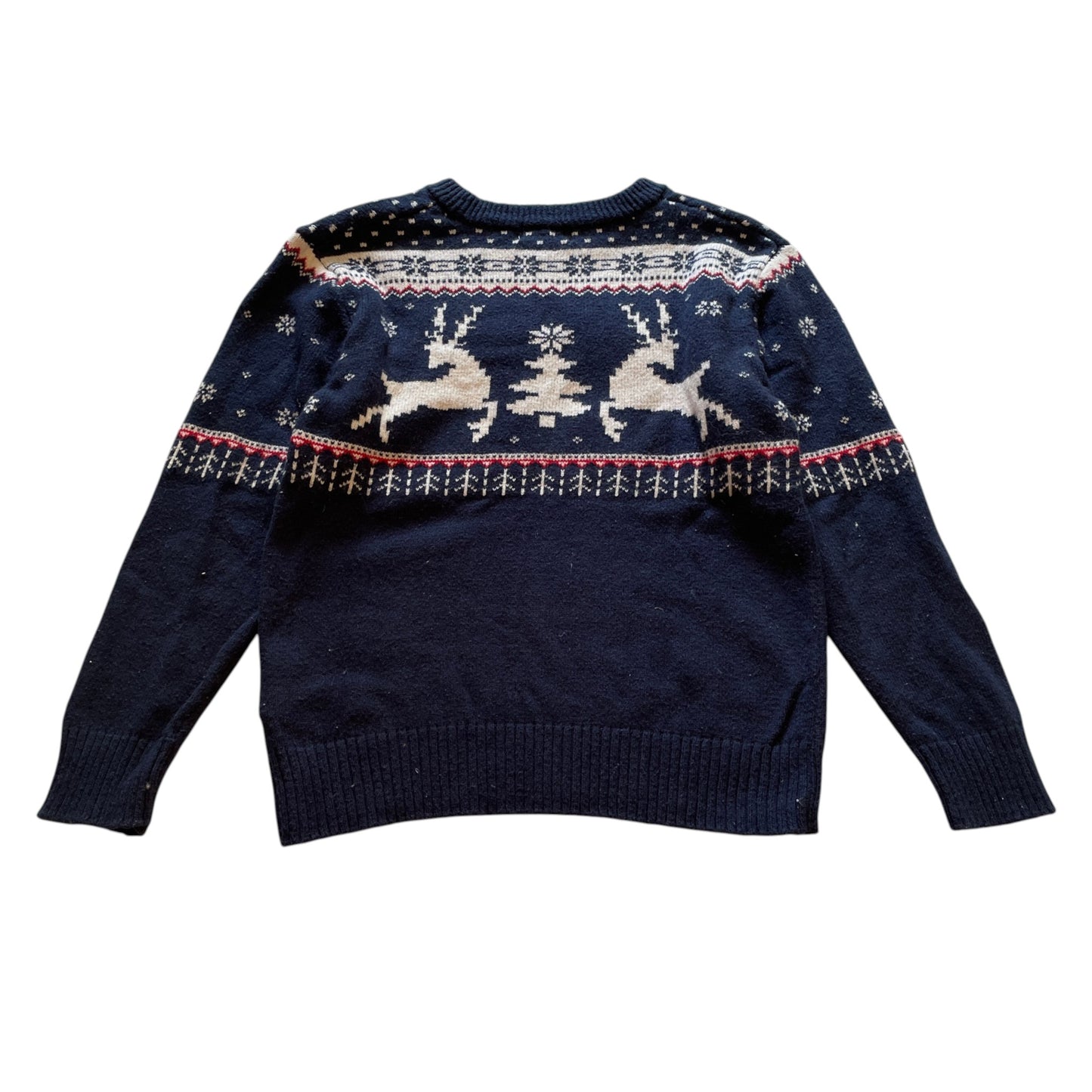 H&M 8-10 years navy blue reindeer Christmas jumper cotton polyamide wool