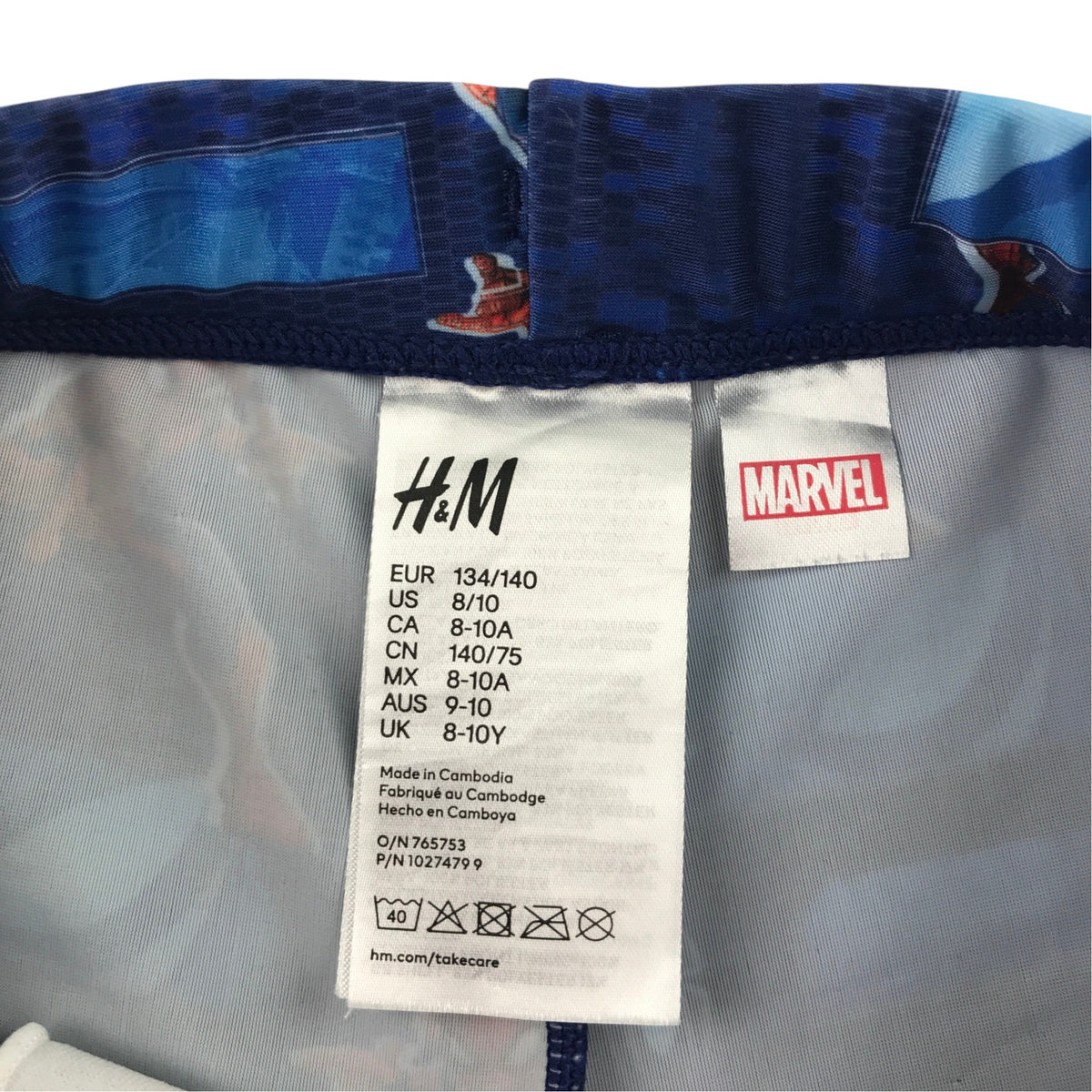 H&M 8-10 years navy blue swim briefs Spiderman polyester elastane