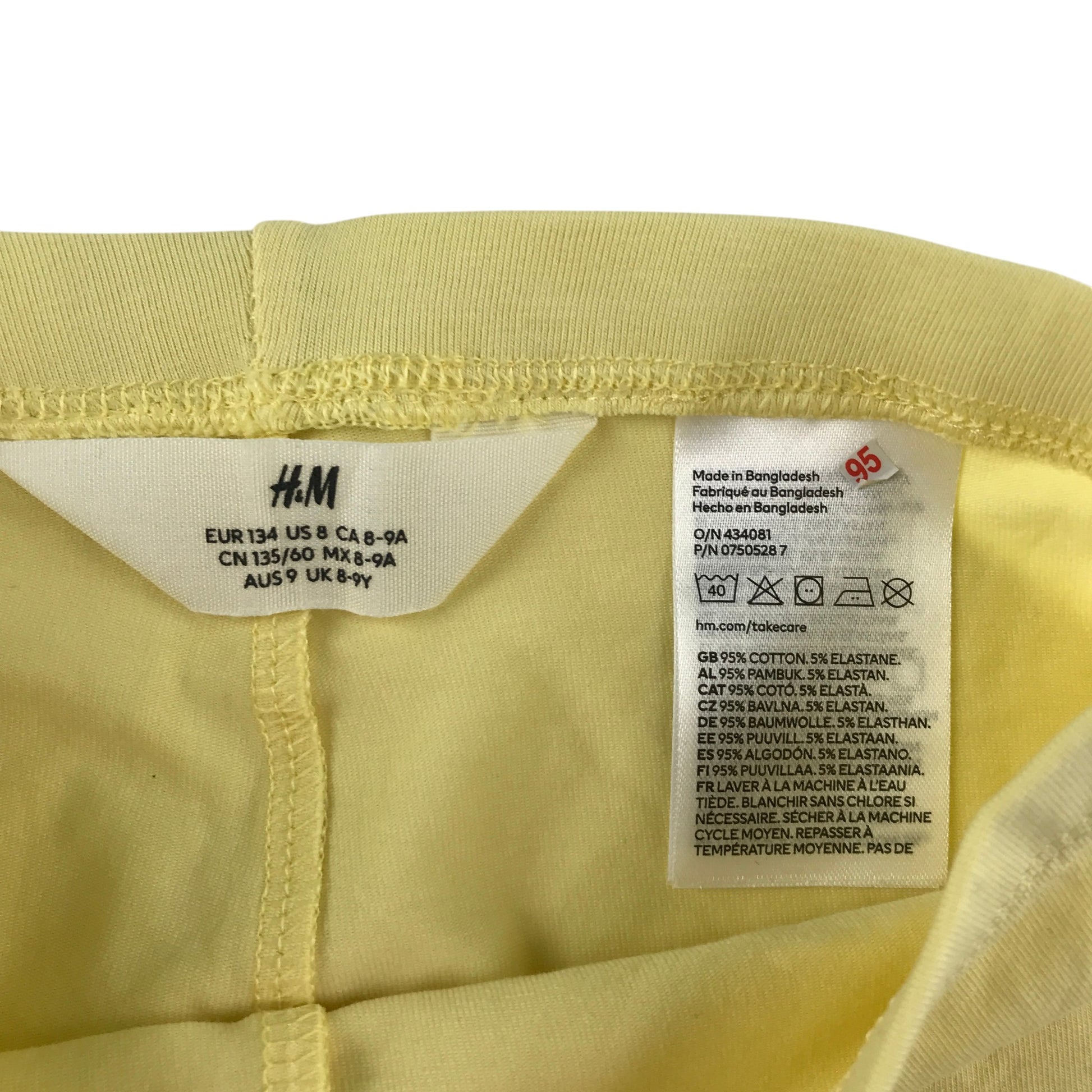 H&M 8-9 years yellow leggings cotton elastane