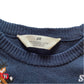 H&M 9-10 years navy blue gamer reindeer Christmas jumper acrylic