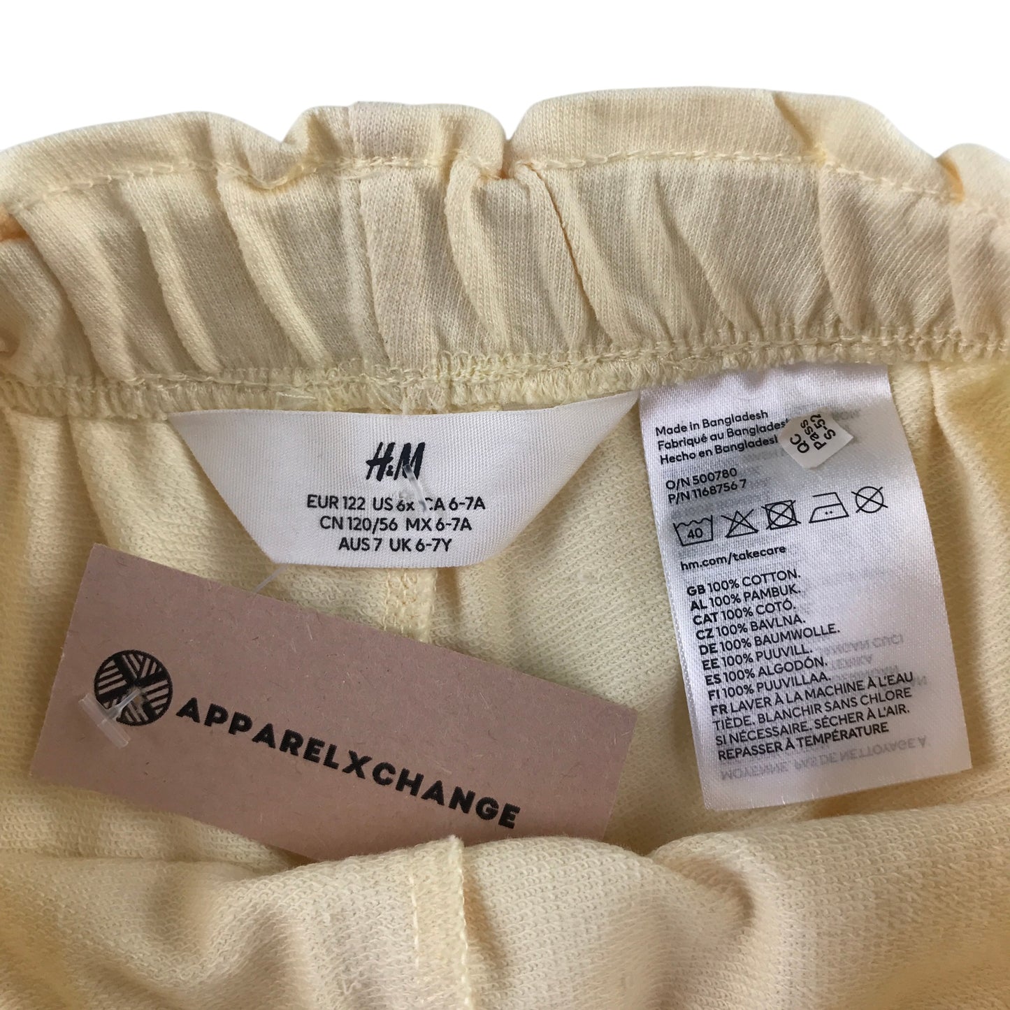 H&M and George summer bundle 6-7 years white celestial t-shirt and yellow shorts cotton