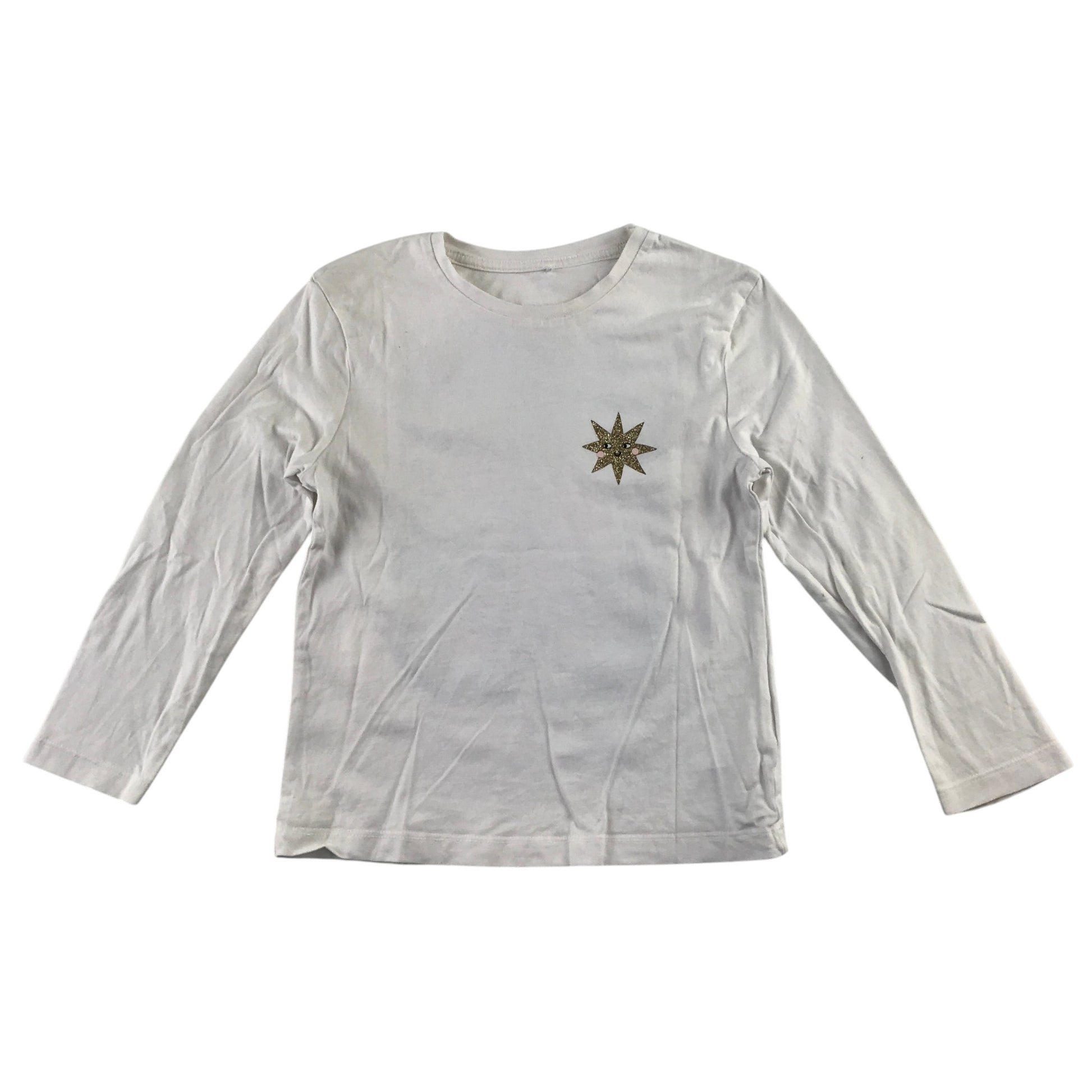 H&M and George summer bundle 6-7 years white celestial t-shirt and yellow shorts cotton
