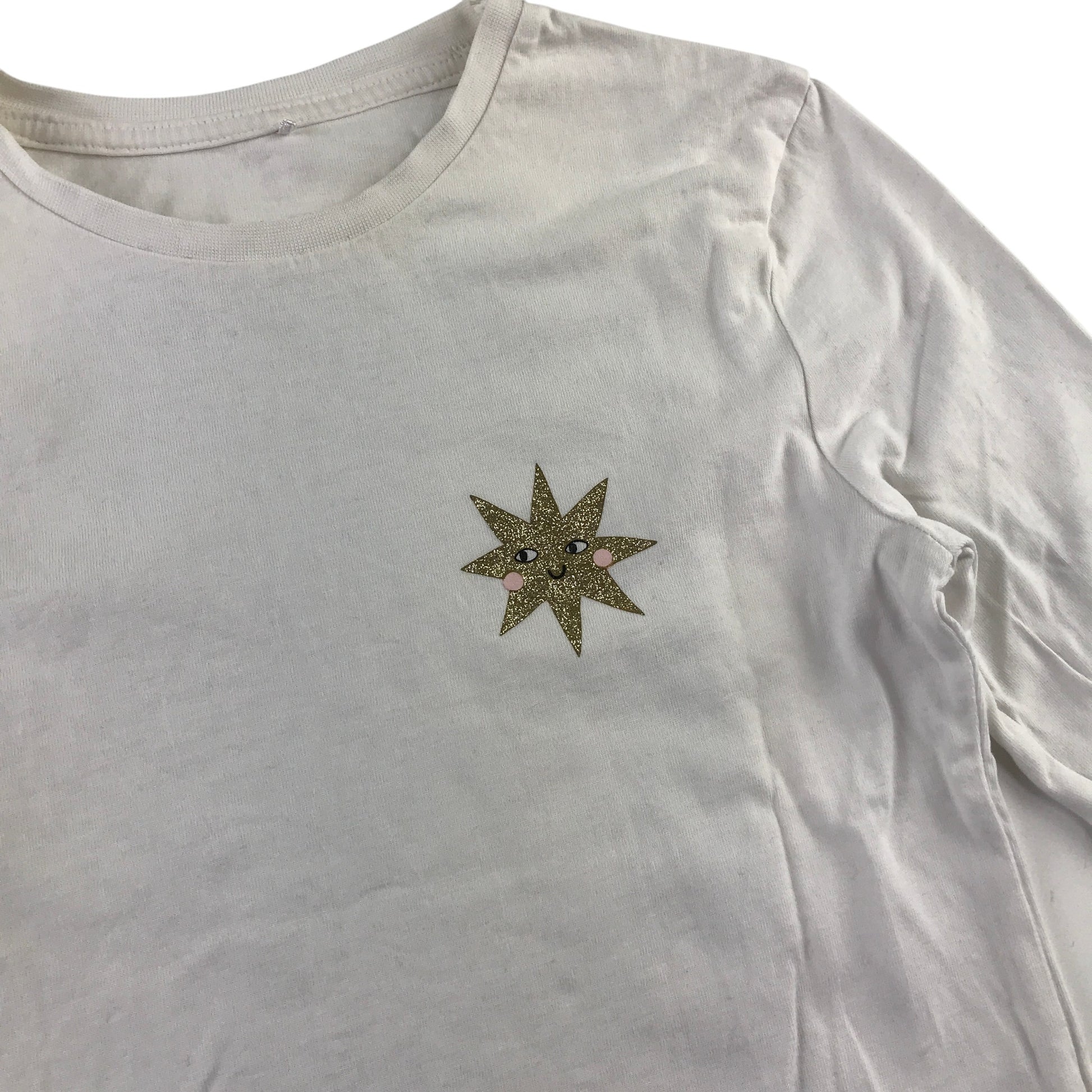 H&M and George summer bundle 6-7 years white celestial t-shirt and yellow shorts cotton
