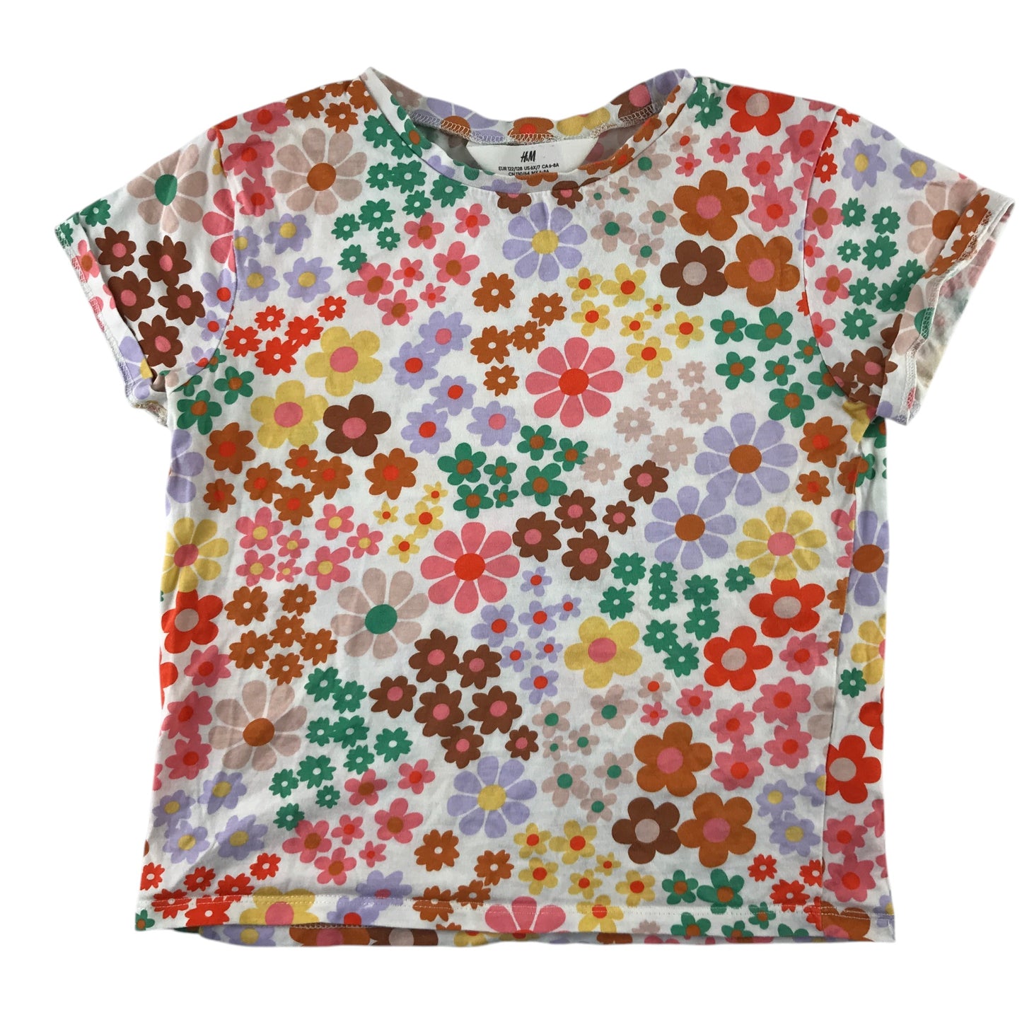 H&M and Matalan summer bundle 6-7 years multi-colour floral t-shirt and yellow shorts cotton