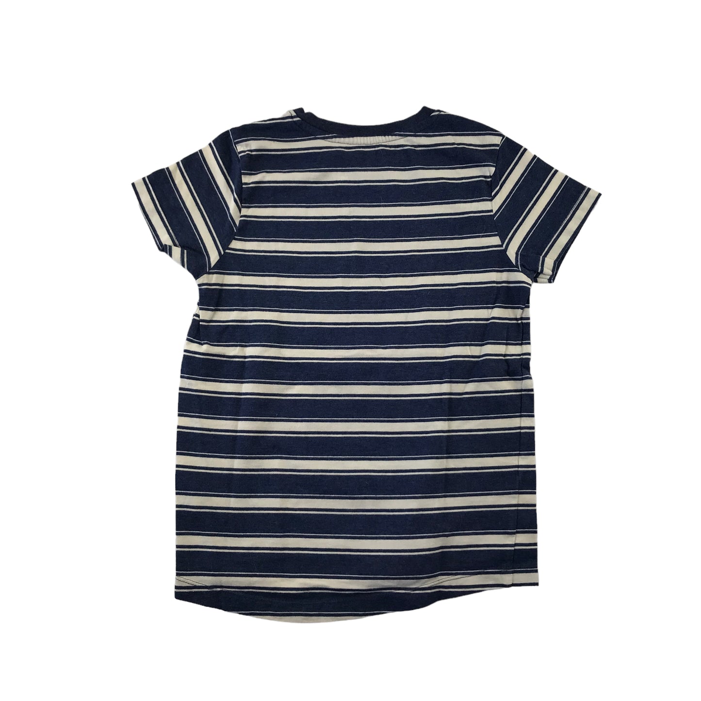 Nutmeg t-shirt 7-8 years navy and white stripy short sleeve