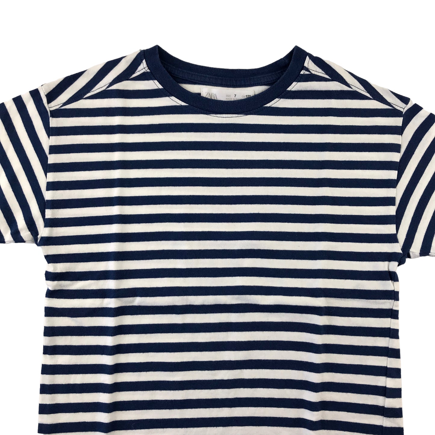 Zara T-Shirt 6-7 Years Navy and White Stripy Tee