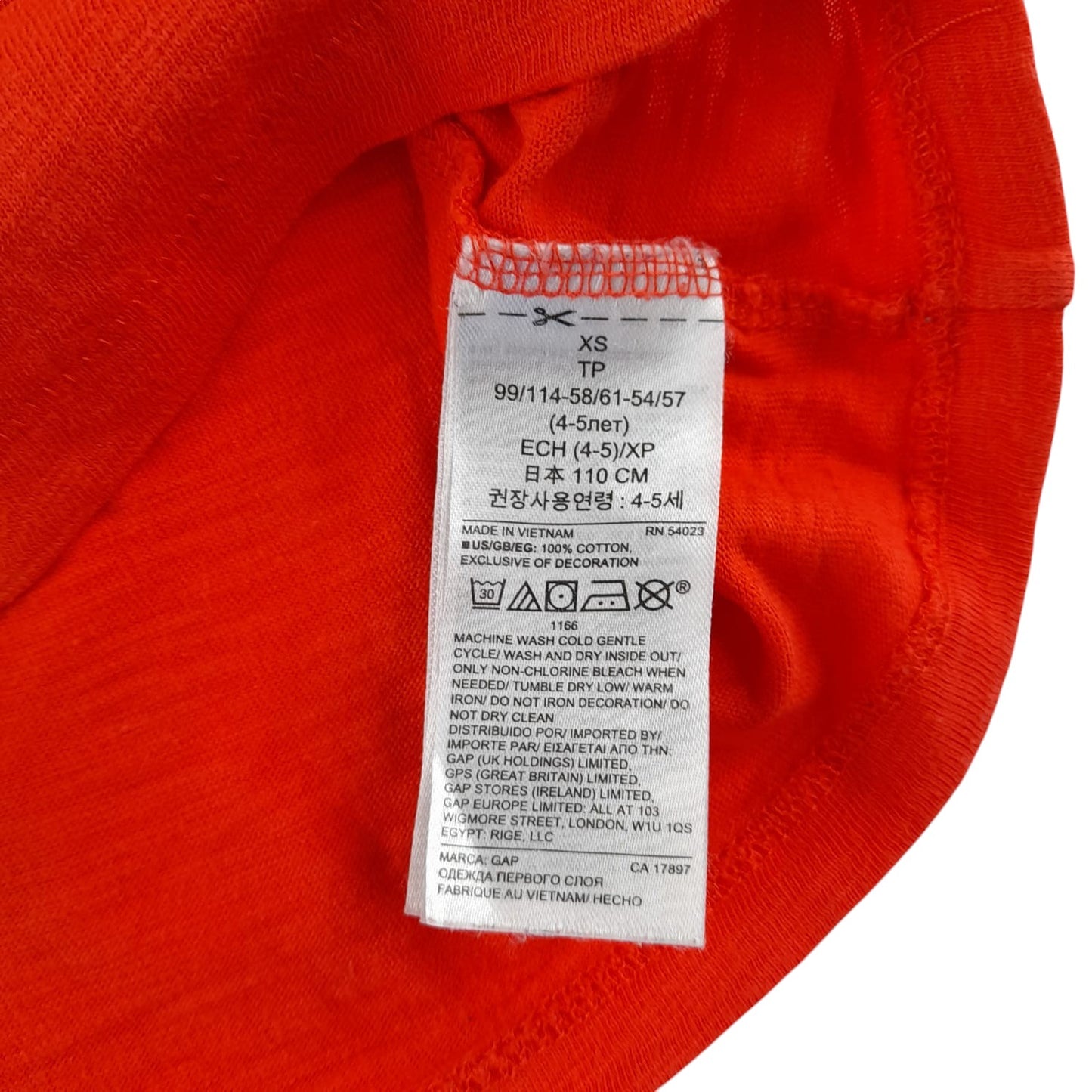 Gap t-shirt 4-5 years reddish orange London Landmarks design cotton