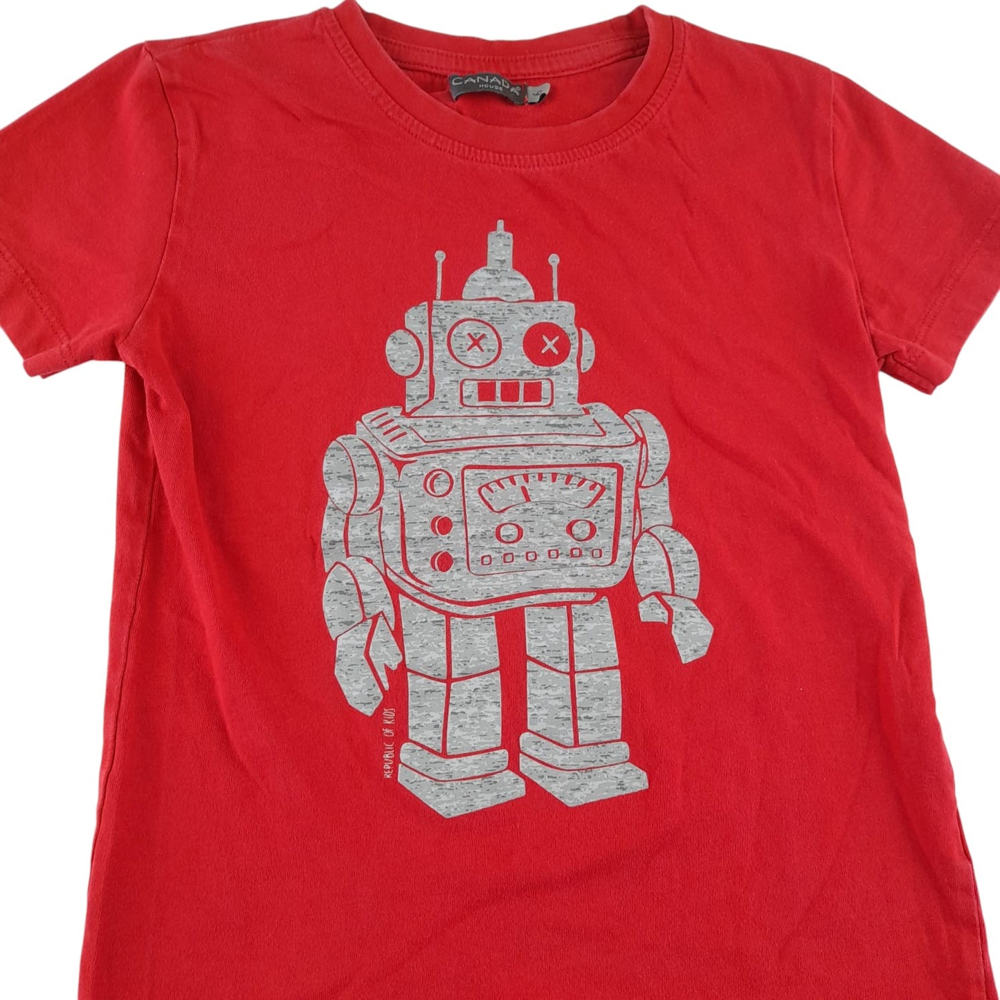 Canada House t-shirt 5-6 years red robot graphic print design