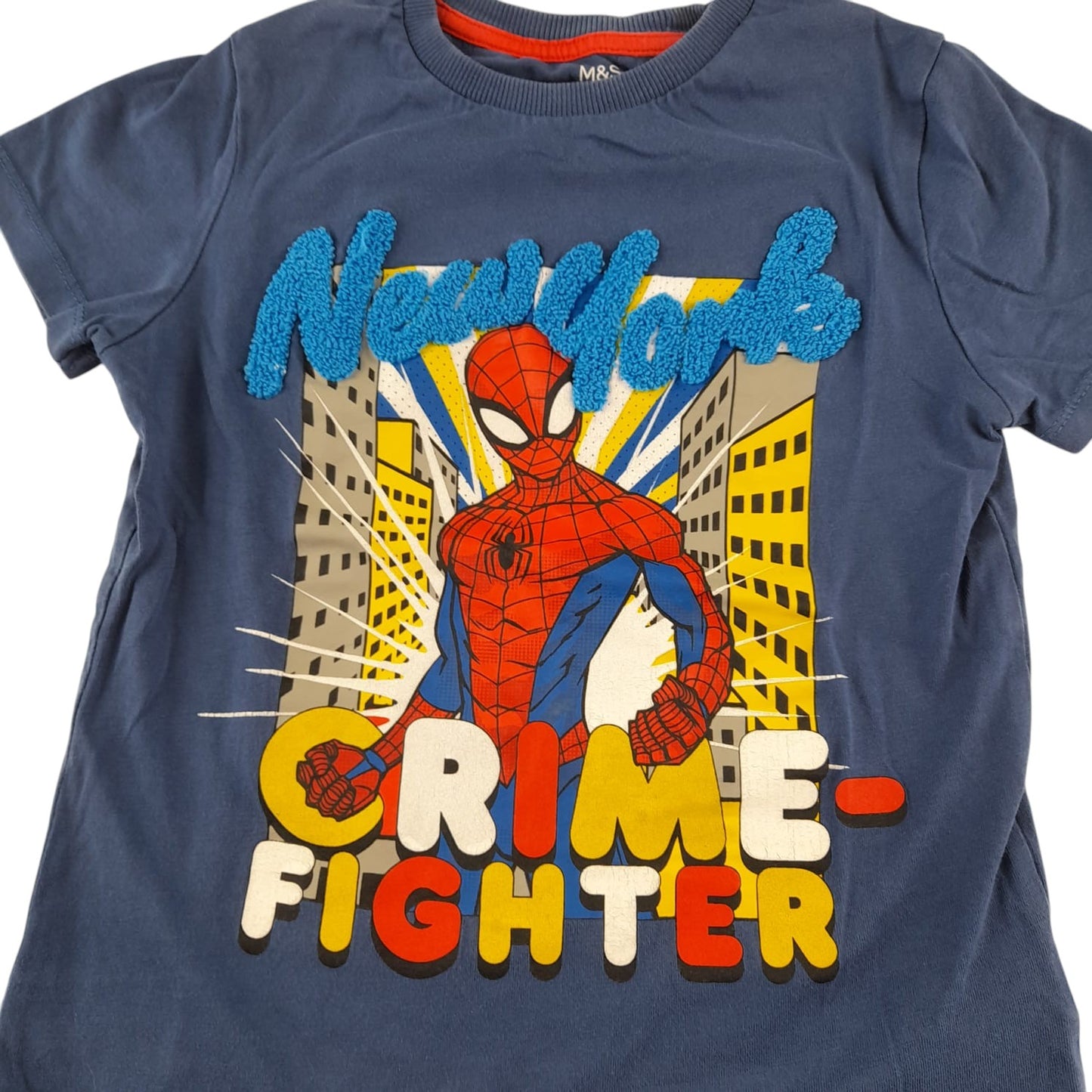 M&S t-shirt 5-6 years blue Spiderman graphic print design cotton