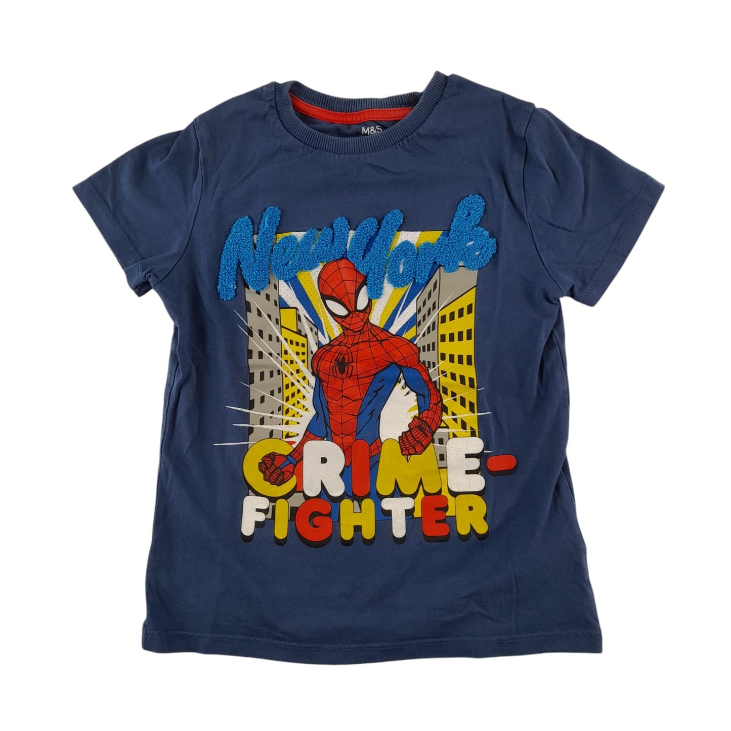 M&S t-shirt 5-6 years blue Spiderman graphic print design cotton