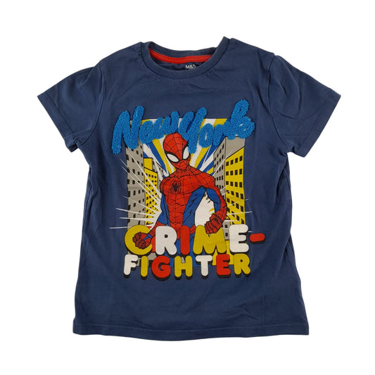 M&S t-shirt 5-6 years blue Spiderman graphic print design cotton