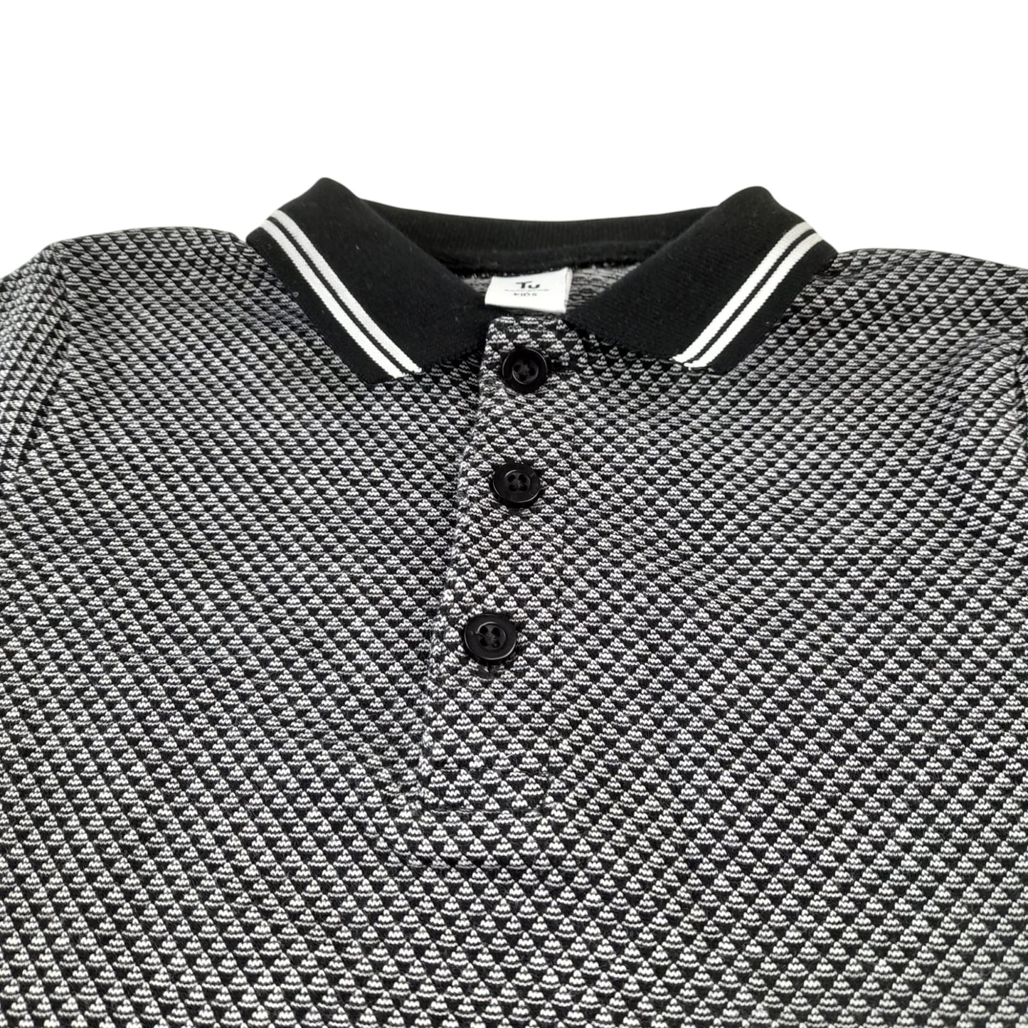 Tu polo shirt 5-6 years grey hounds tooth style cotton