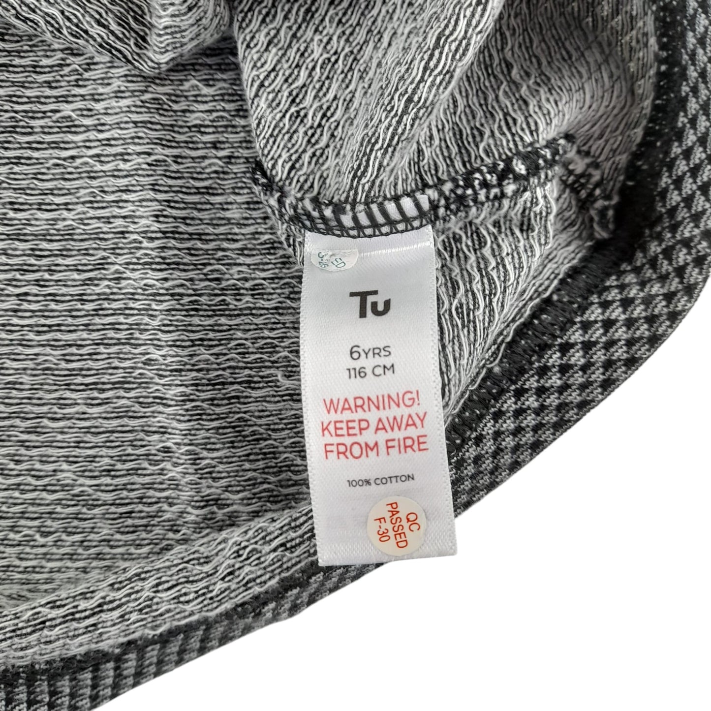 Tu polo shirt 5-6 years grey hounds tooth style cotton