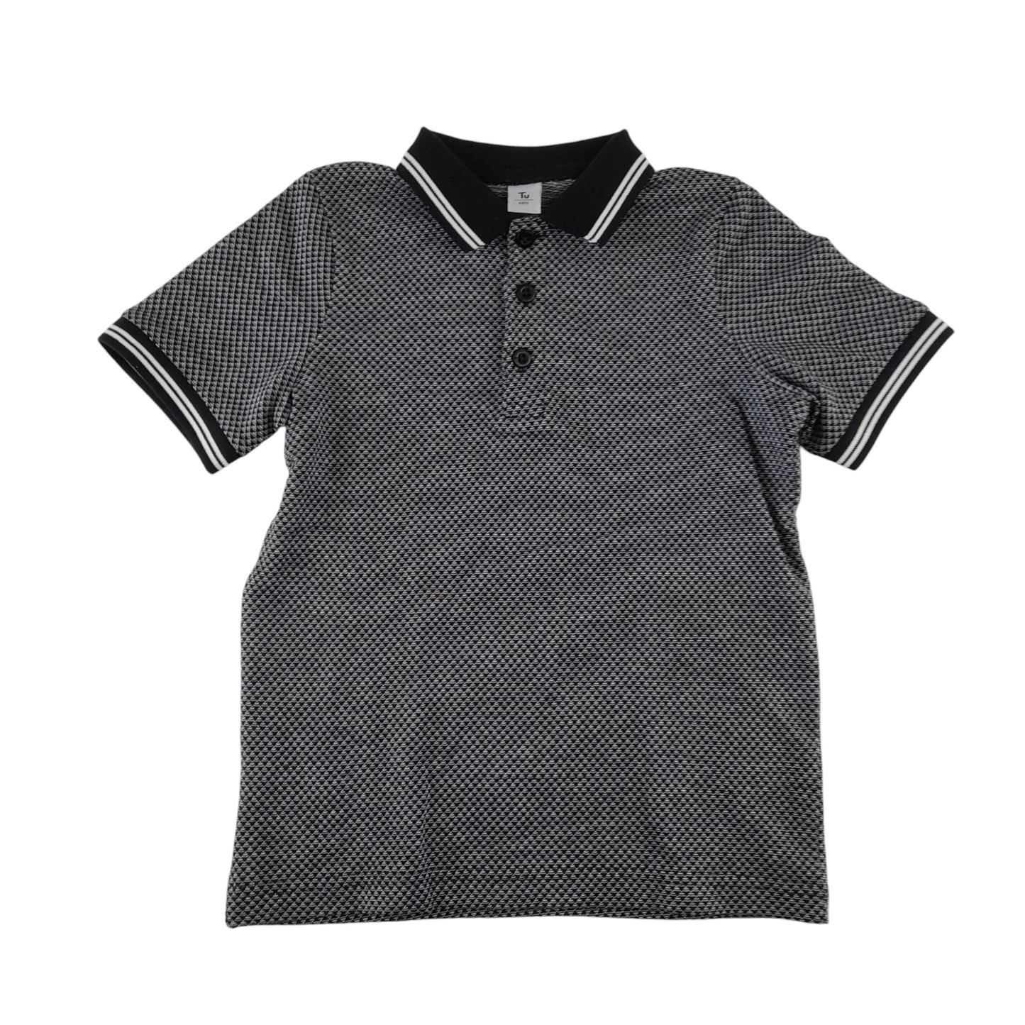 Tu polo shirt 5-6 years grey hounds tooth style cotton