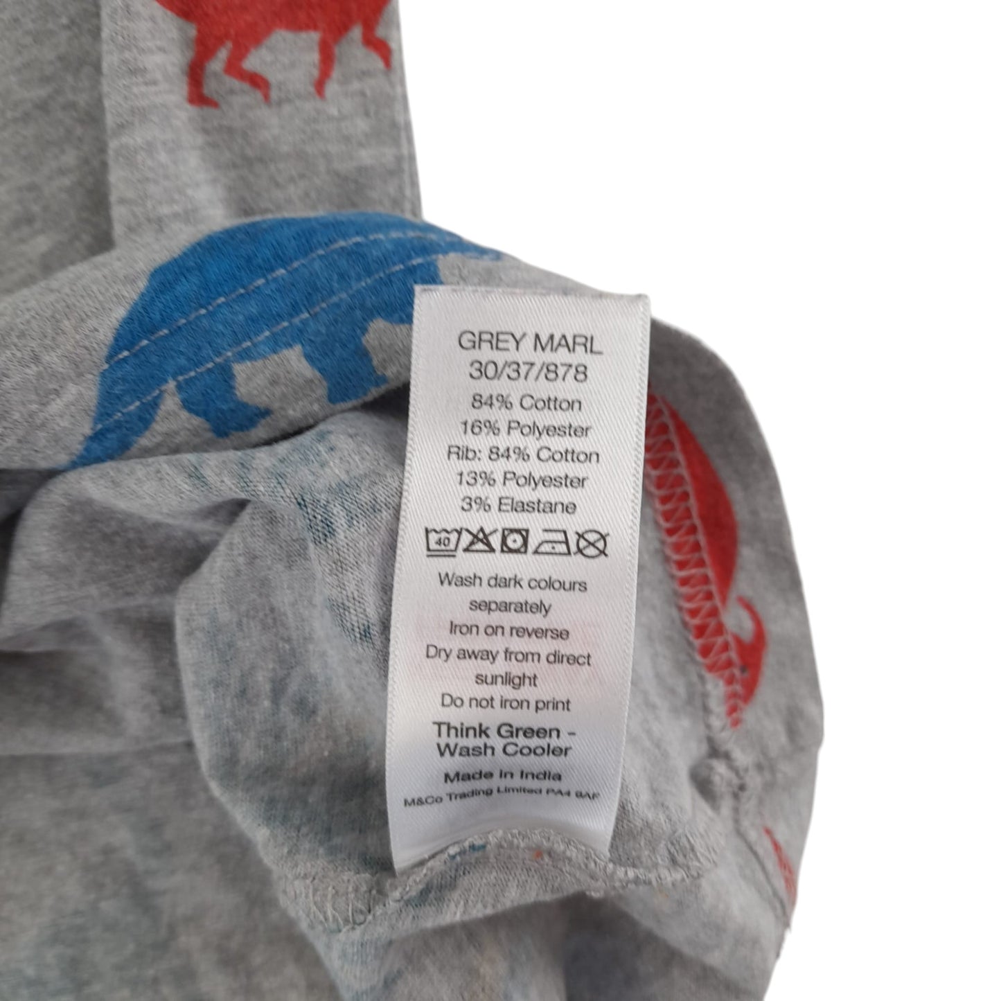 Nutmeg t-shirt 5-6 years grey dinosaur print design