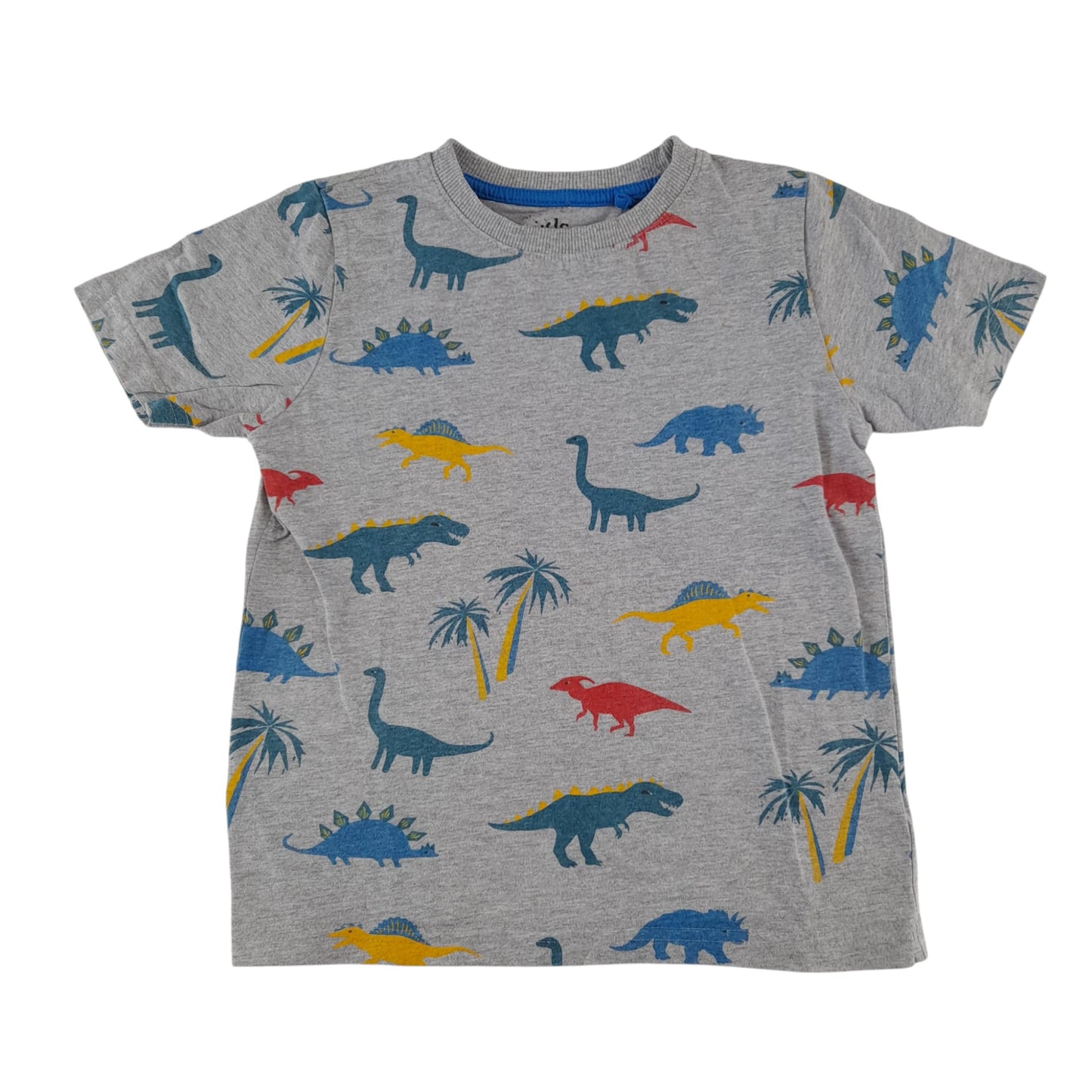 Nutmeg t-shirt 5-6 years grey dinosaur print design