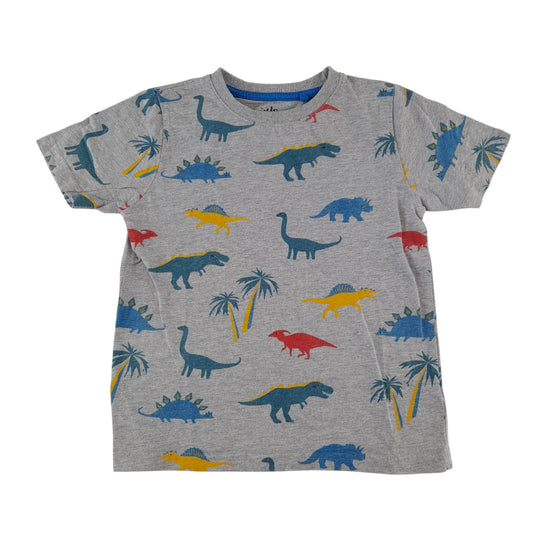 Nutmeg t-shirt 5-6 years grey dinosaur print design