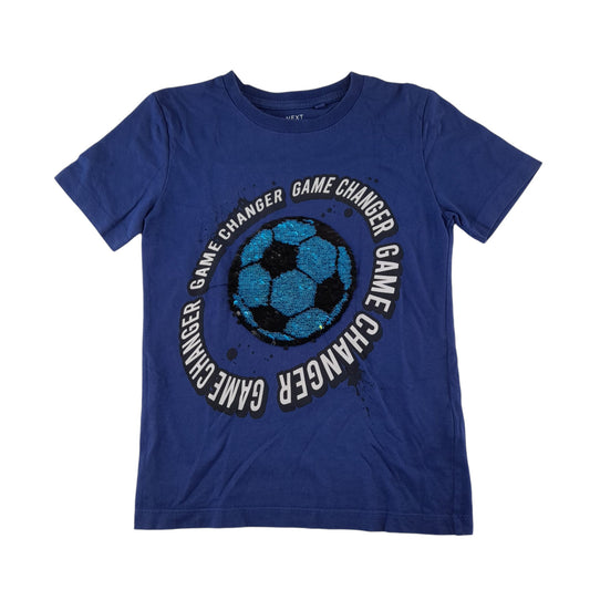 Next t-shirt 5-6 years blue football reversible sequin design cotton