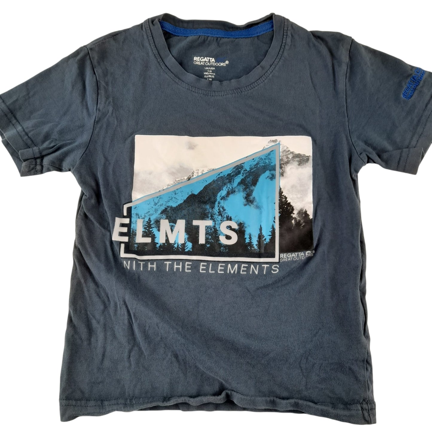 Regatta t-shirt 5-6 years blue graphic design cotton