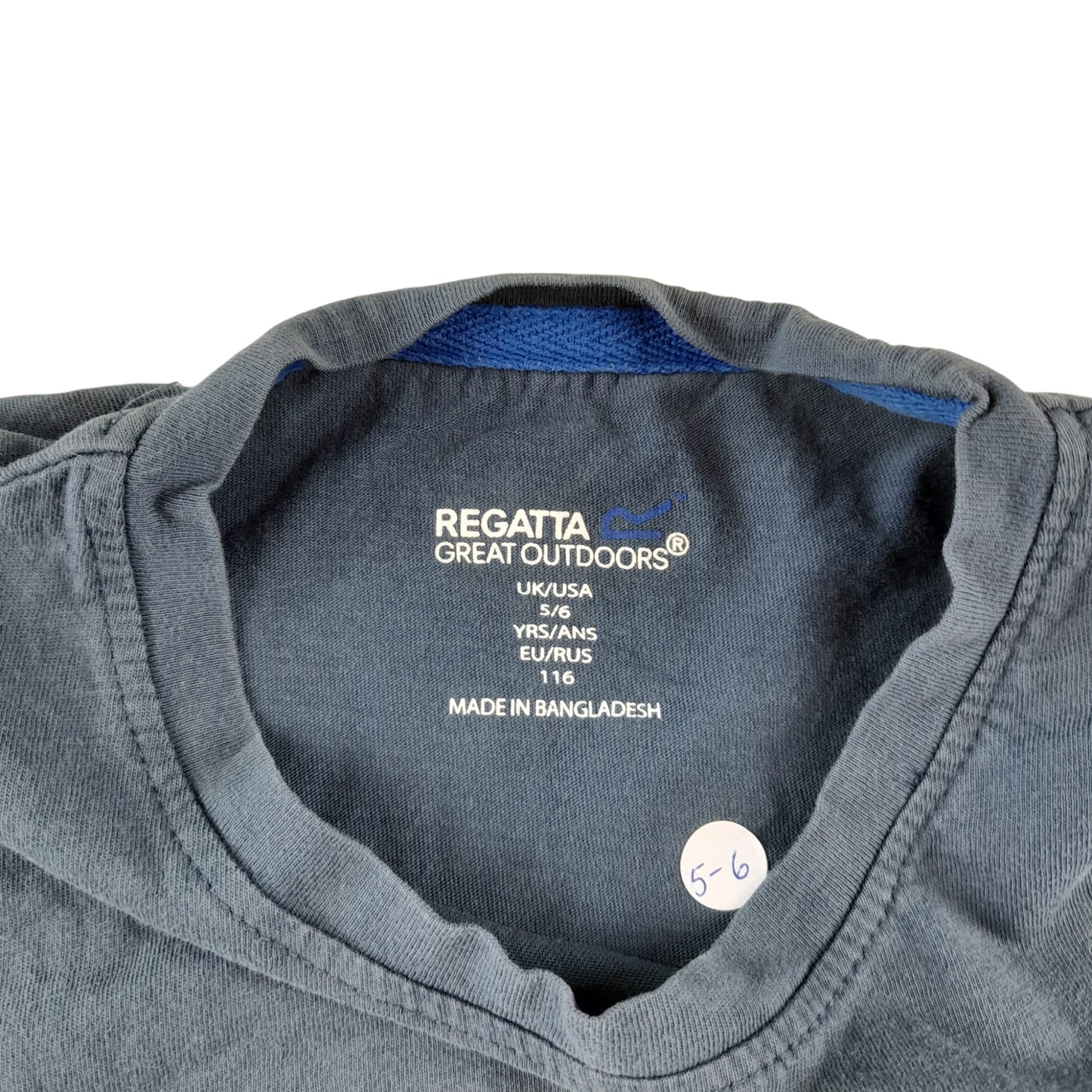 Regatta t-shirt 5-6 years blue graphic design cotton