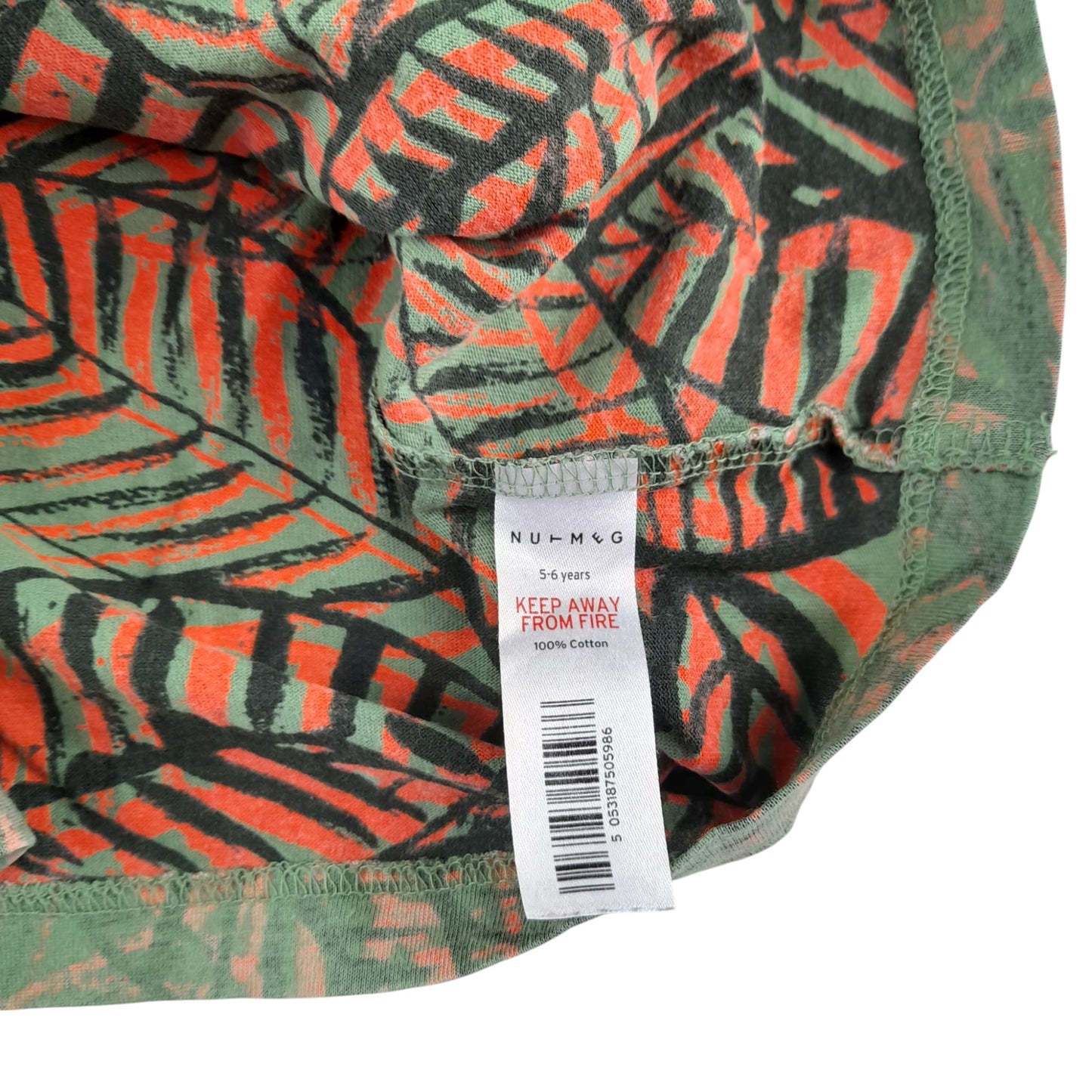 Nutmeg t-shirt 5-6 years khaki floral print cotton