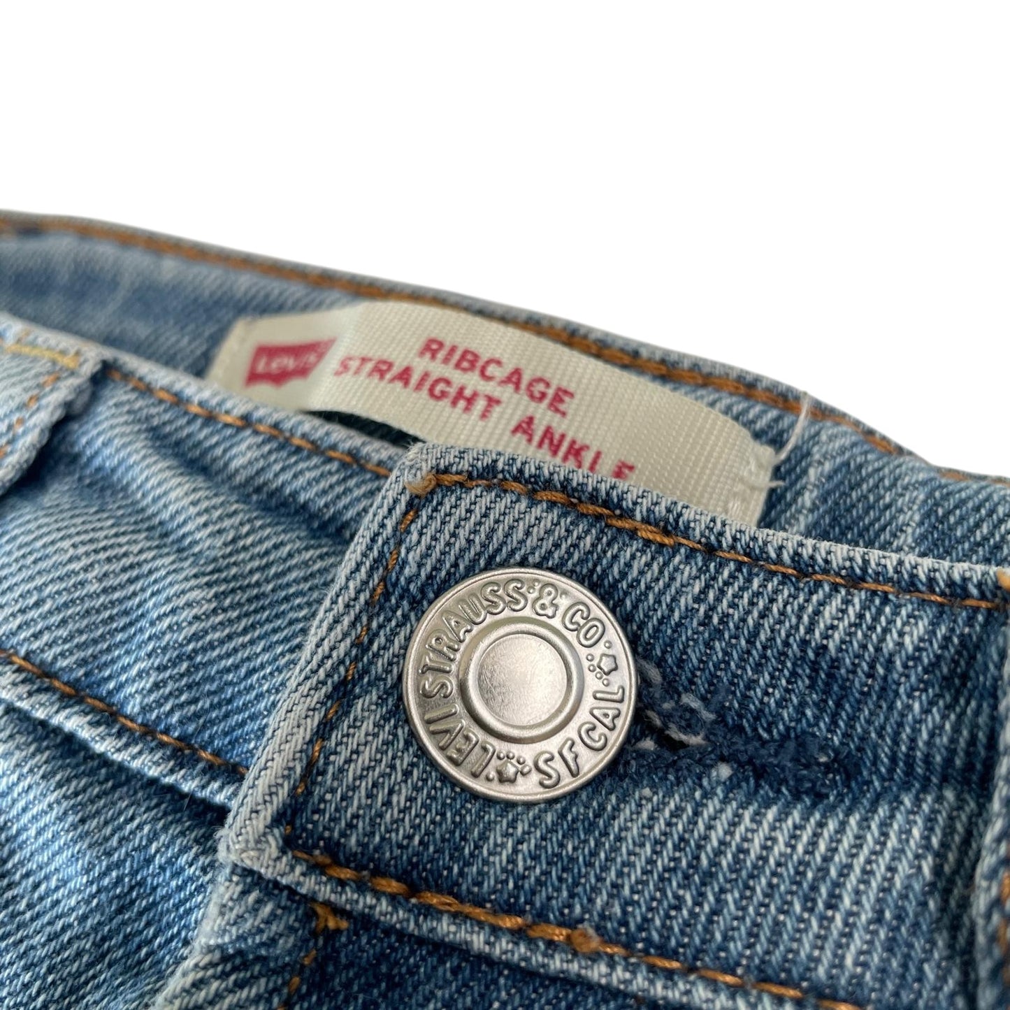 Levi's Ribcage jeans 9-10 years light blue straight leg high waist denim trousers