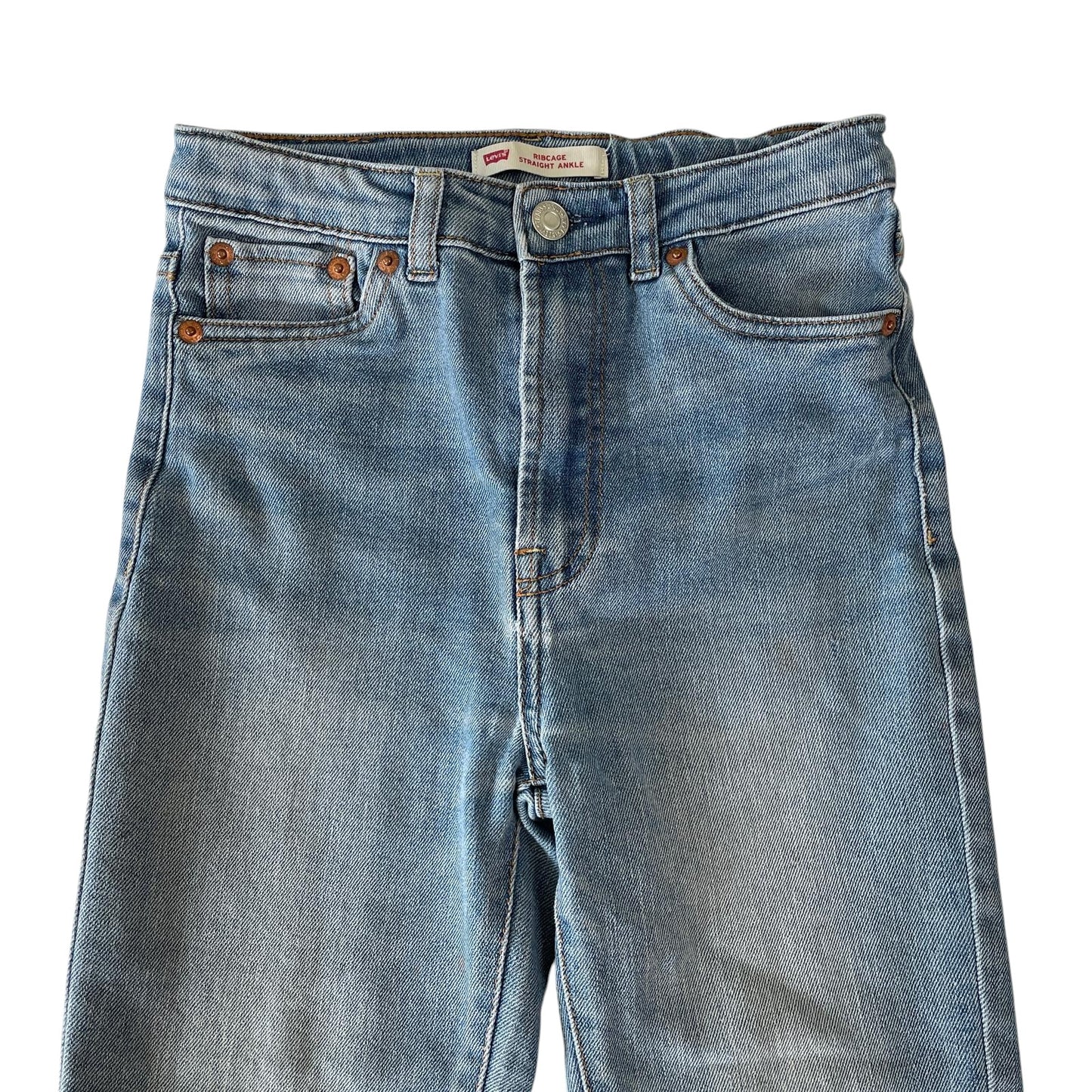 Levi's Ribcage jeans 9-10 years light blue straight leg high waist denim trousers