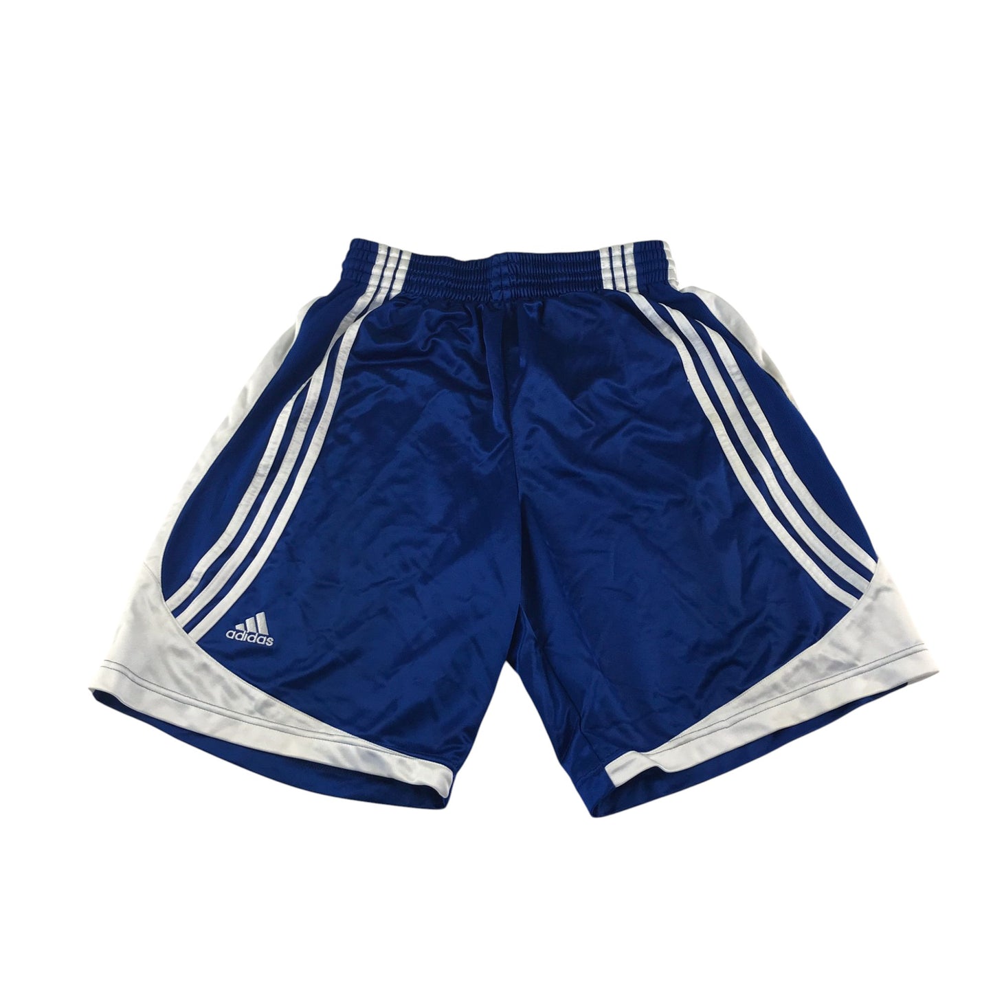 Adidas basketball shorts adult size M blue and white panelled with white three stripes