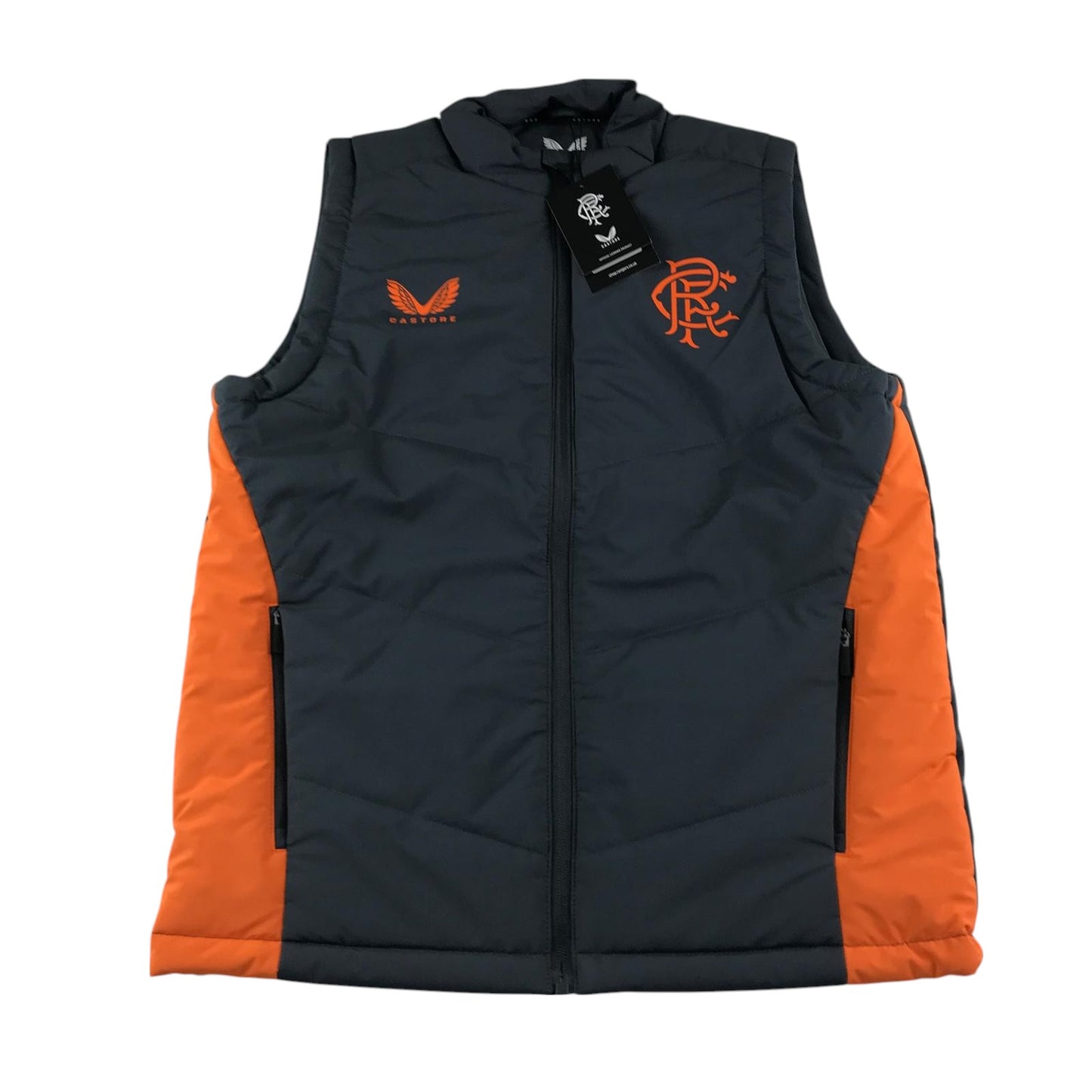 Castore Rangers FC Coaches training bench gilet women's size grey and orange