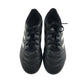 Adidas football boots shoe size UK 2 black with white 3 stripes and plastic studs