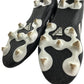 Adidas football boots shoe size UK 2 black with white 3 stripes and plastic studs