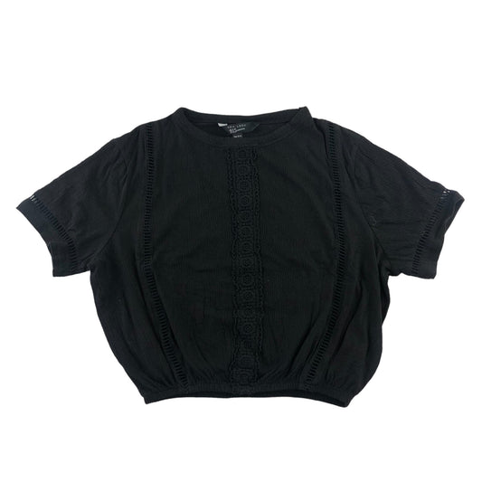 New Look t-shirt 12-13 years black cropped short sleeve shirred texture