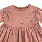 Next dress 5-6 years burnt pink cat face long sleeve cotton