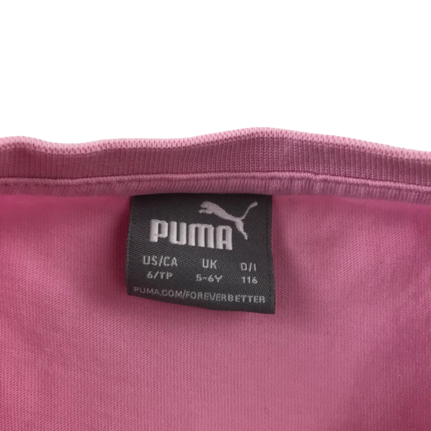 Puma t-shirt 5-6 years light pink short sleeve cotton