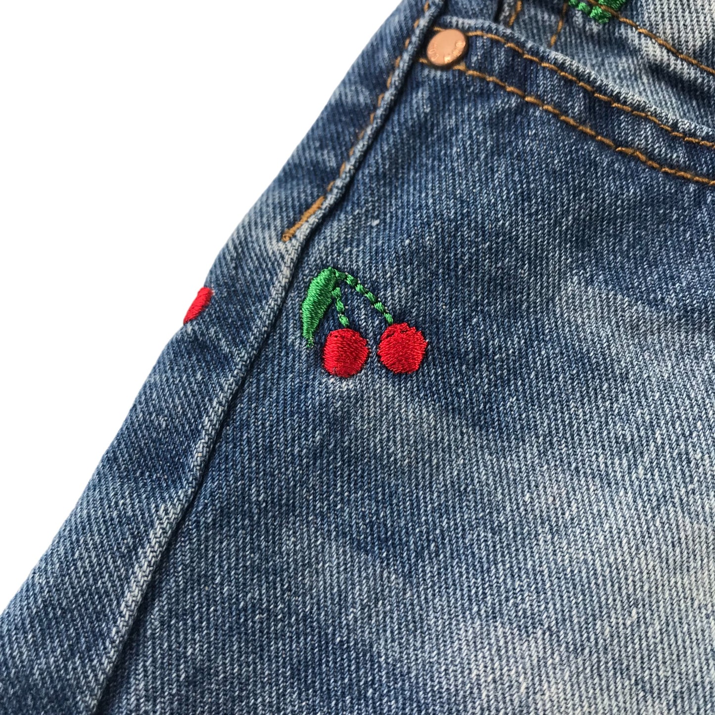 Primark DenimCo Shorts Age 6 Blue Denim Cherry Embroidery Cotton