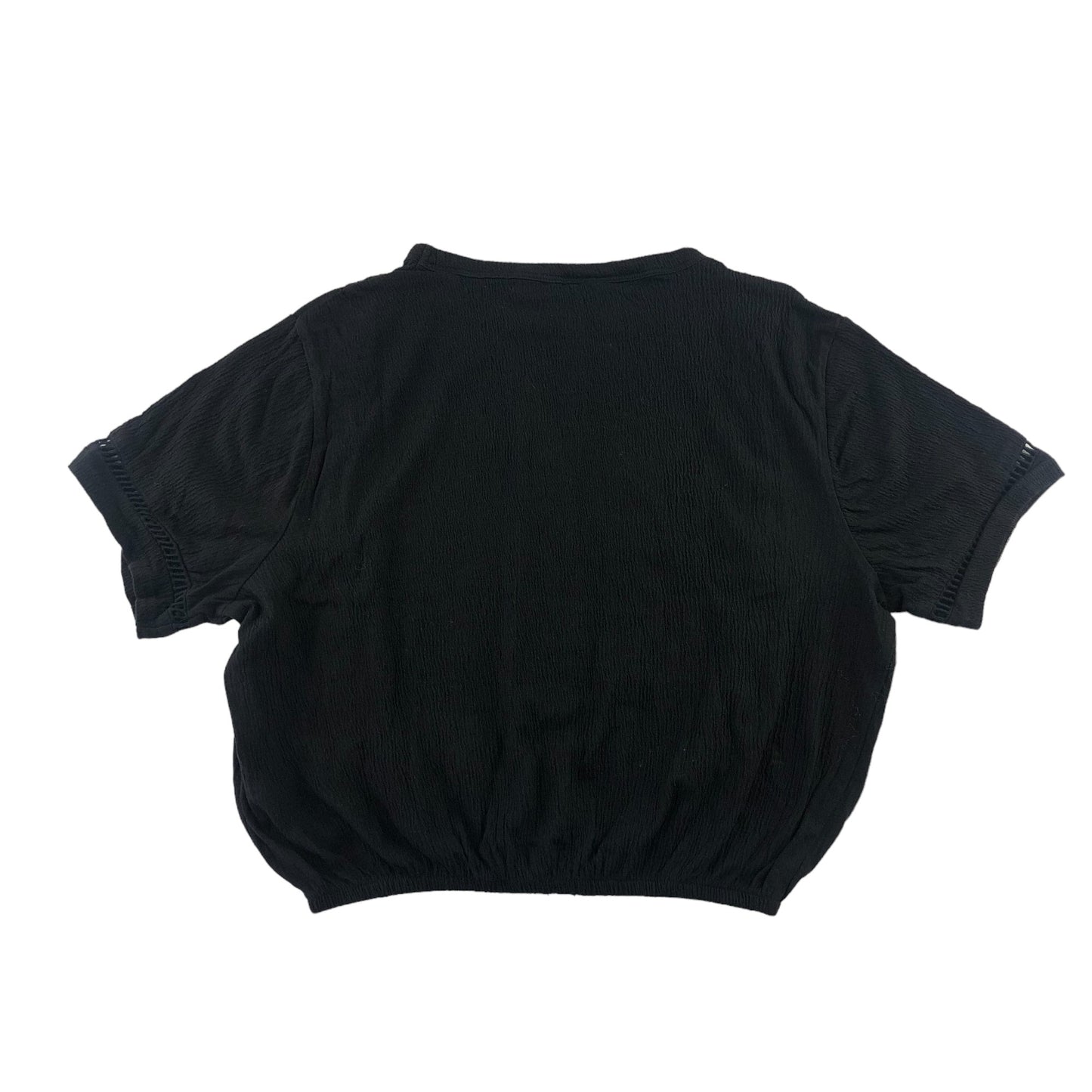 New Look t-shirt 12-13 years black cropped short sleeve shirred texture