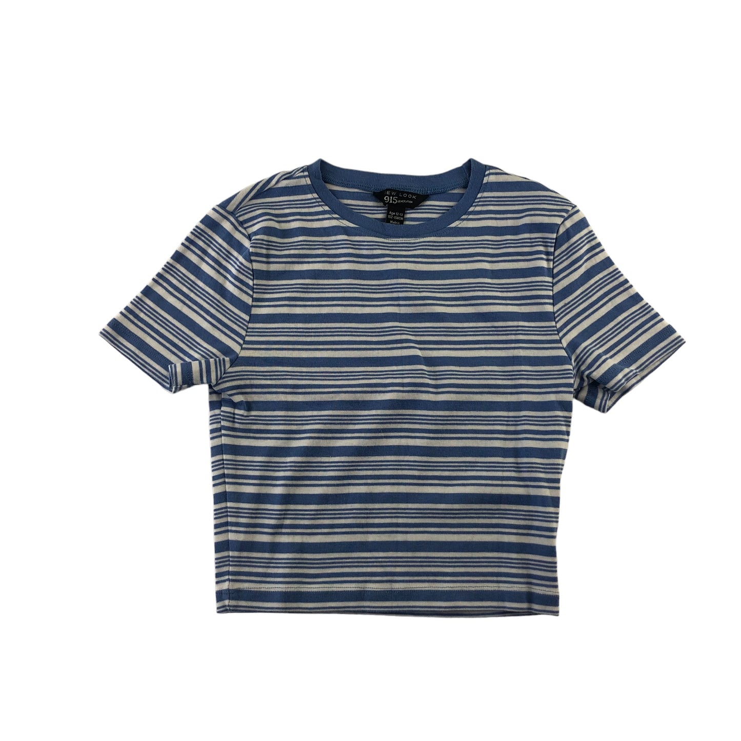 New Look t-shirt 12-13 years blue stripy crop top short sleeve