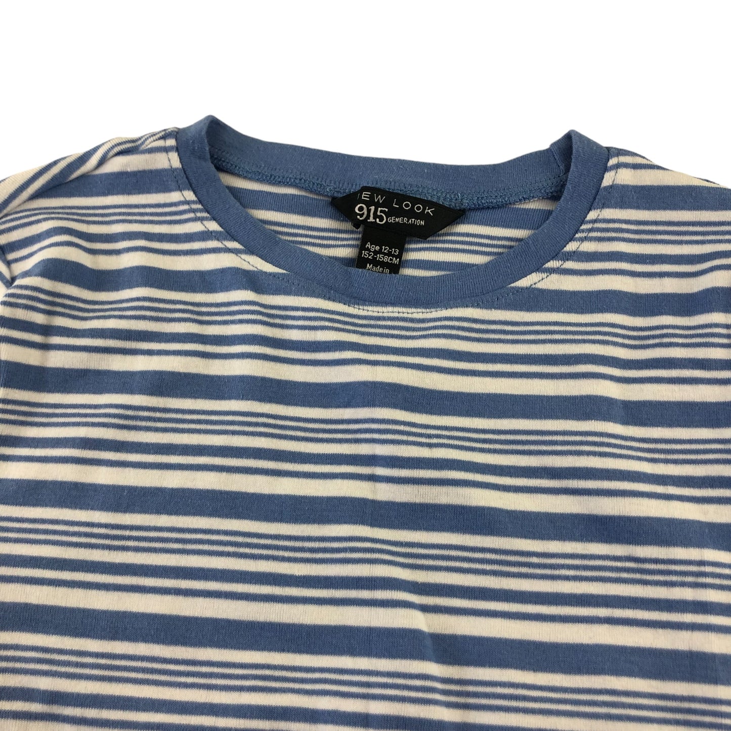 New Look t-shirt 12-13 years blue stripy crop top short sleeve