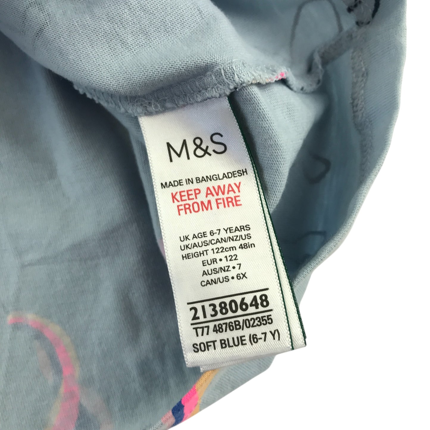 M&S dress 6-7 years light blue unicorn long sleeve t-shirt