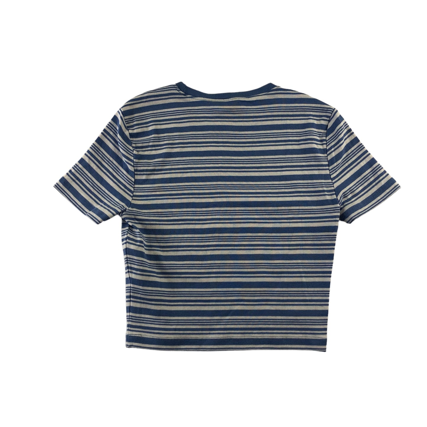 New Look t-shirt 12-13 years blue stripy crop top short sleeve